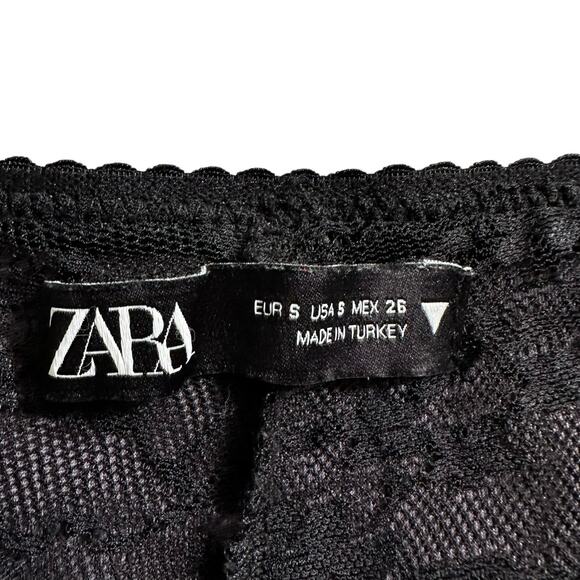 Zara Satin Effect Midi Skirt Slit with Lace Leggings Lining Gray S Whimsigoth - Picture 13 of 16